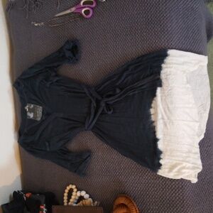 Rayon Semi Sheer Navy White Young Fabulous and Broke Dress